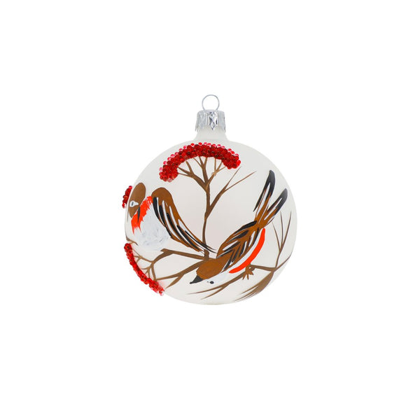 Birds on Mountain Ash Glass Ornament