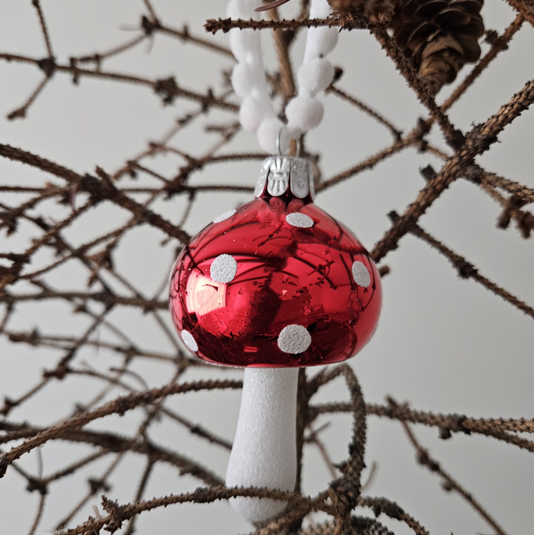 Red Mushroom Glass Ornament