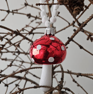 Red Mushroom Glass Ornament