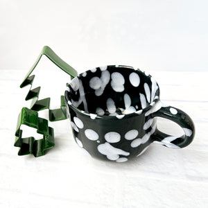 Black + White Dots  Ceramic Mug