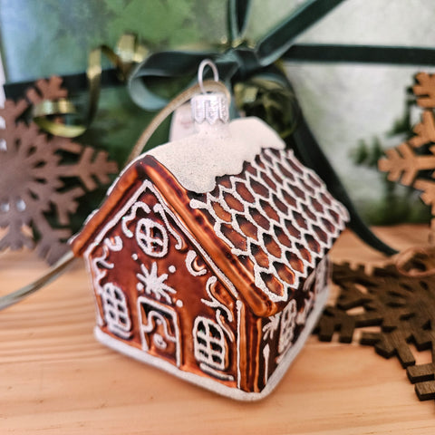 Gingerbread House Glass Ornament