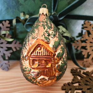 Forest Cottage Glass Ornament