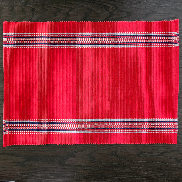 Cabin Cotton Placemat - Folk Pattern Red