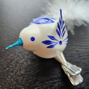 Blue Painted Folk Glass Ornaments