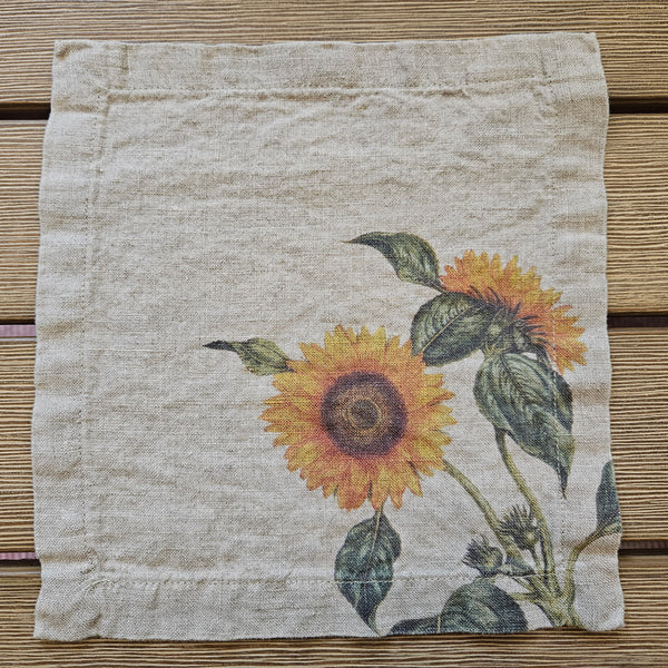 Linen Cocktail Napkins - COUNTRY FLOWERS (set of 6)