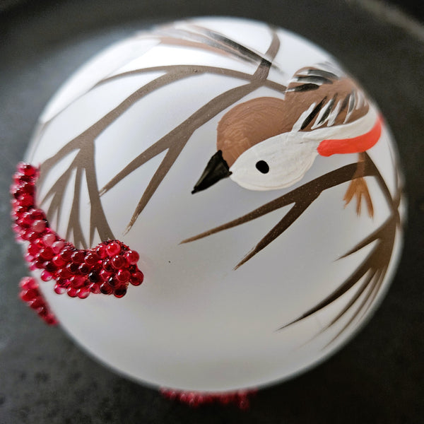 Birds on Mountain Ash Glass Ornament