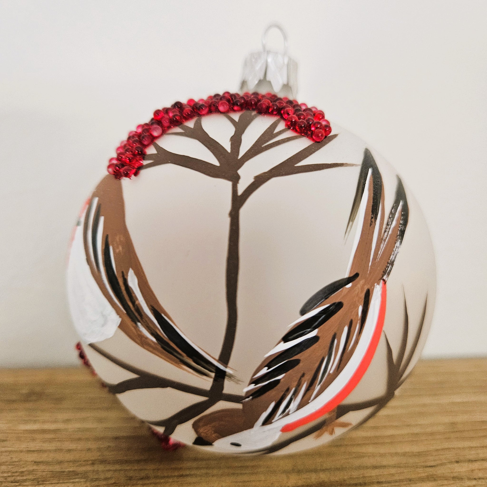 Birds on Mountain Ash Glass Ornament
