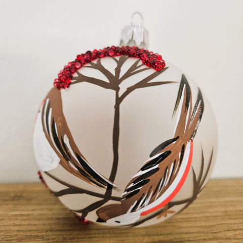 Birds on Mountain Ash Glass Ornament