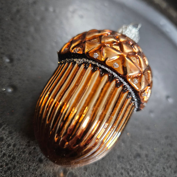 Brown Acorn Glass Ornament