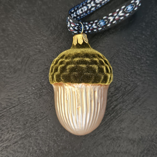 Velvet Acorn Glass Ornament