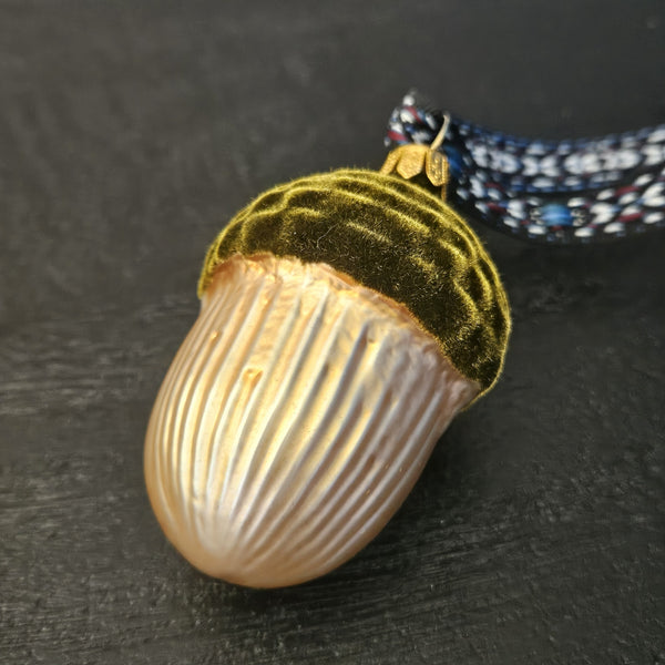 Velvet Acorn Glass Ornament