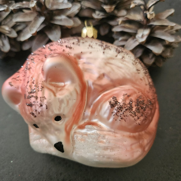 Sleeping Fox Glass Ornament