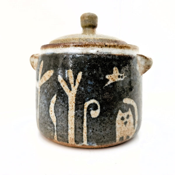 Indigo Blue Glazed Jar with Lid