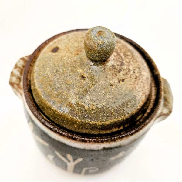 Indigo Blue Glazed Jar with Lid