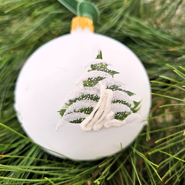 Winter Church & Village White Glass Ornament