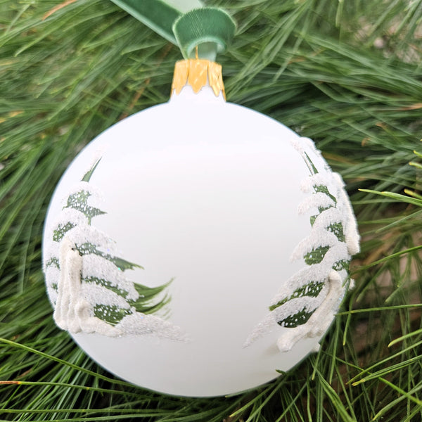 Winter Church & Village White Glass Ornament