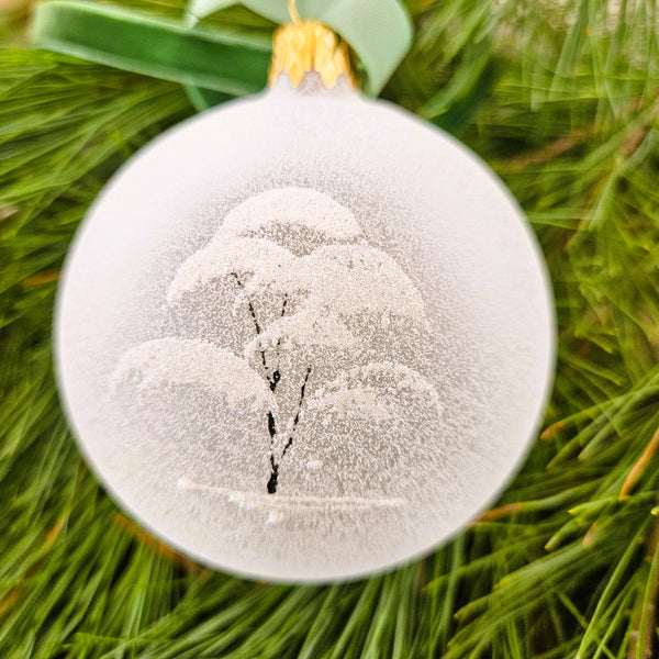 Winter Church & Village Glass Ornament