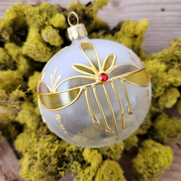 Art Nouveau Glass Ornament  - Yellow