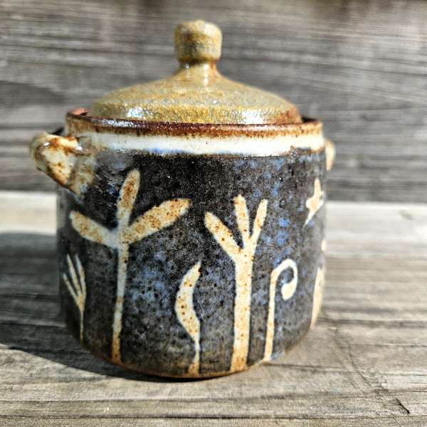 Indigo Blue Glazed Jar with Lid