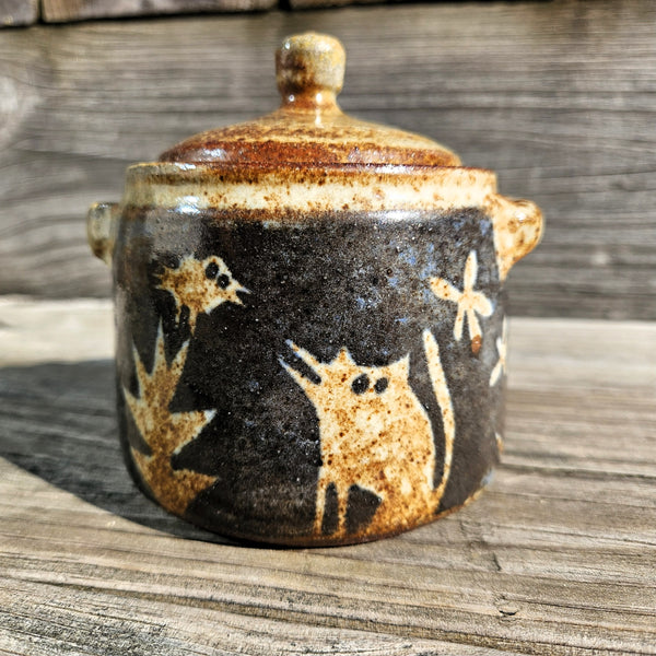 Indigo Blue Glazed Jar with Lid