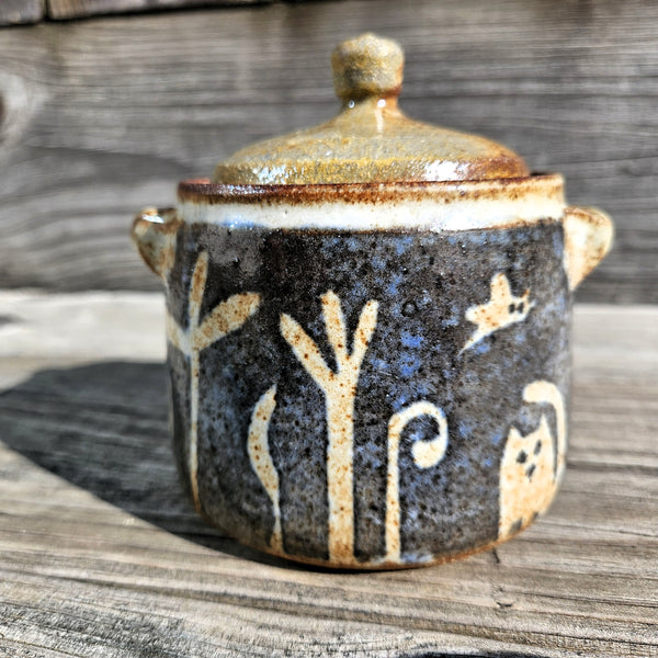 Indigo Blue Glazed Jar with Lid