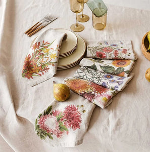 Linen Napkins - COUNTRY FLOWERS (set of 6)