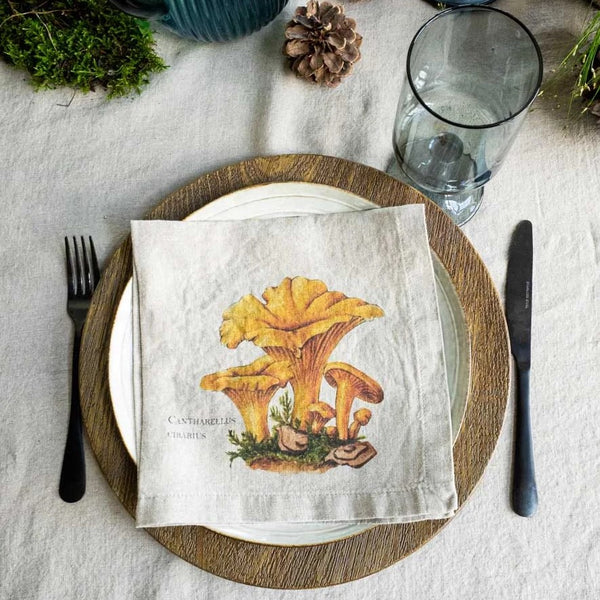 Linen Napkins - FOREST MUSHROOMS (set of 6)