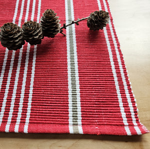 Cabin Cotton Placemat - Red+Gray+White