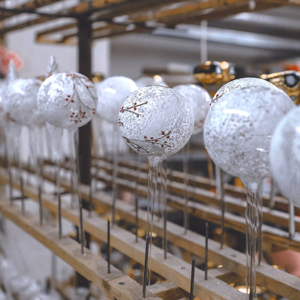 Snow-Covered Rosehips Glass Ornament