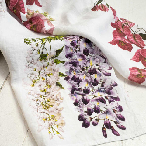 Linen Kitchen Towel - BOUGAINVILLEA + WISTERIA