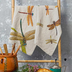 Linen Kitchen Towels - LAKESIDE DRAGONFLIES (set of 2)