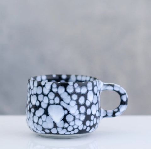 Apollo Ceramic Mug - Black + White Dots