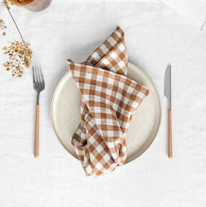 Linen Napkins - Cinnamon Gingham (set of 2)