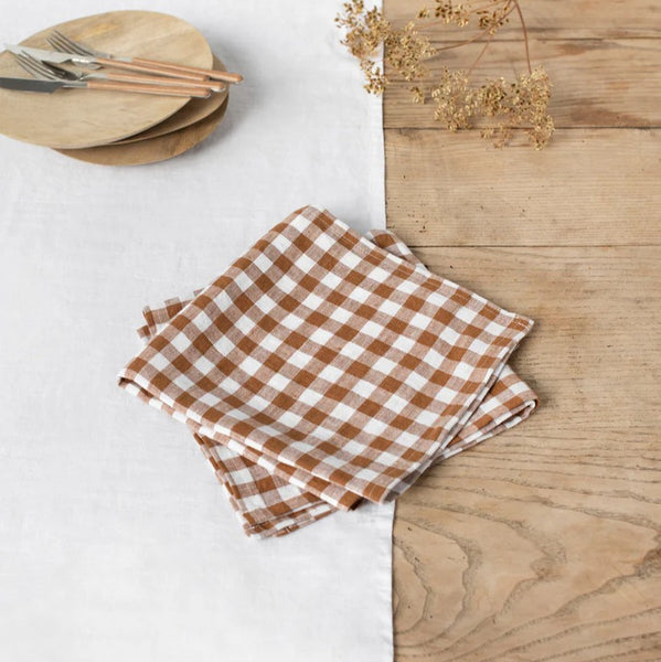 Linen Napkins - Cinnamon Gingham (set of 2)