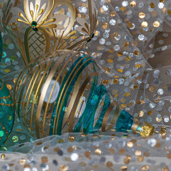 Teardrop Glass Ornament - Blue + Gold