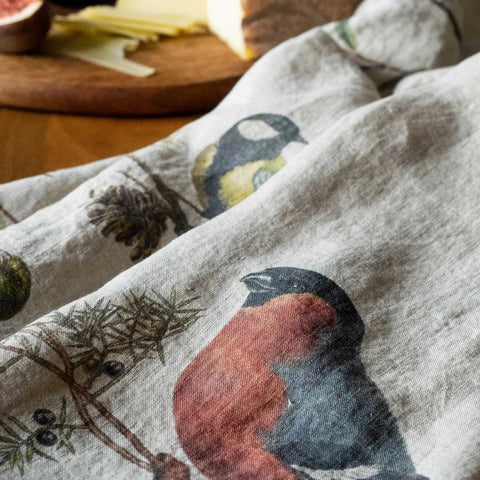 Linen Kitchen Towels - SMALL BIRDS (set of 2)