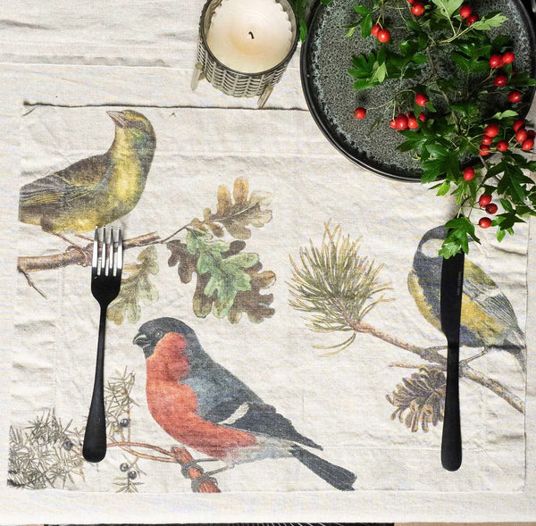 Linen Placemats - SMALL BIRDS (set of 2)