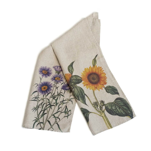 Linen Kitchen Towels - COUNTRY FLOWERS (set of 2)