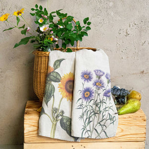 Linen Kitchen Towels - COUNTRY FLOWERS (set of 2)