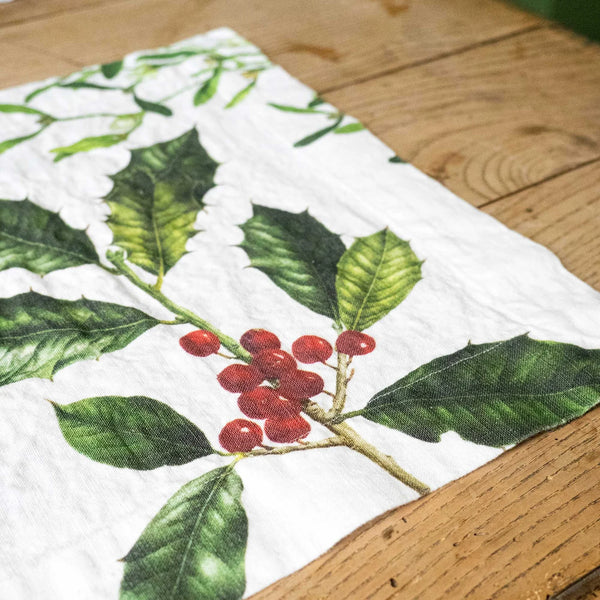 Linen Placemats - HOLLY & MISTLETOE (set of 2)