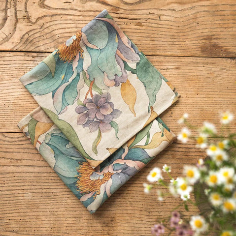 Linen Napkins - Peonies (set of 2)