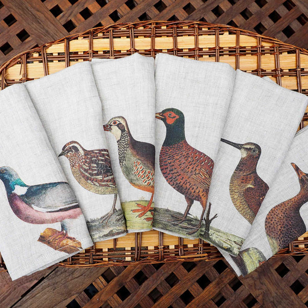 Linen Napkins - WILD BIRDS (set of 6)