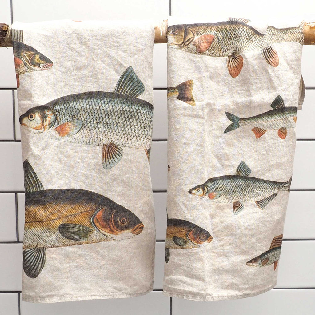 Linen Kitchen Towels - FISH (set of 2)
